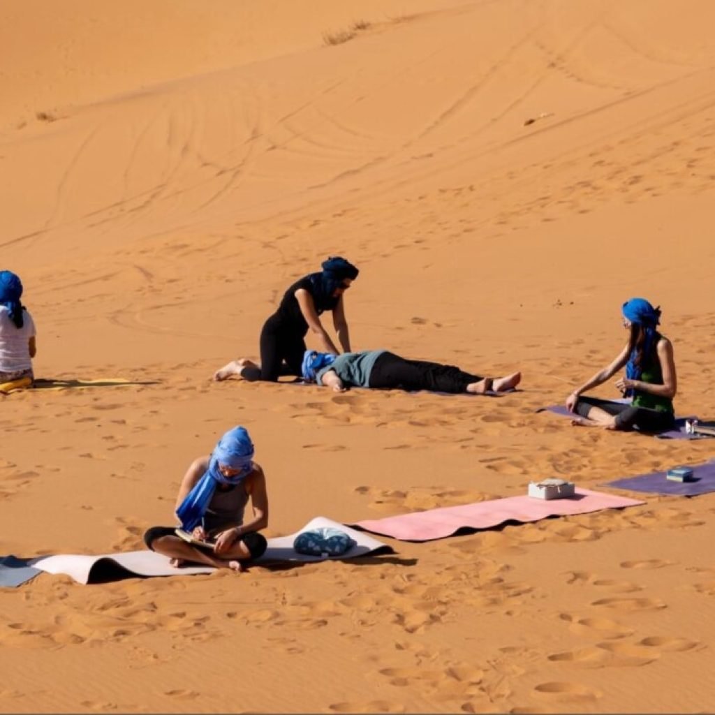 Libertad Montero Leading Yoga in Morocco